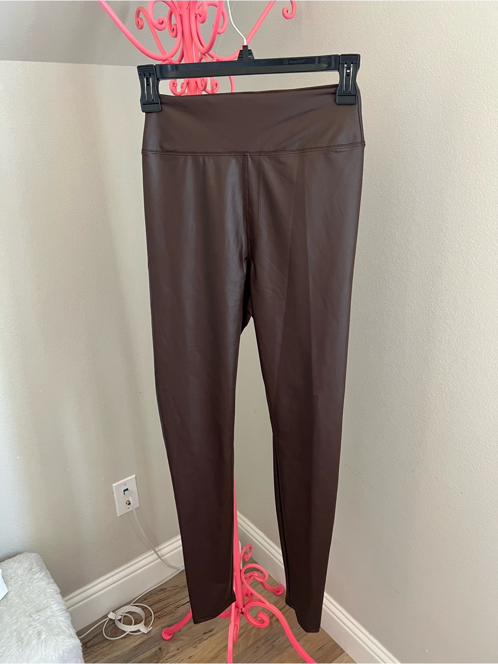 Aerie Offline Real Lux High Rise Faux Leather Leggings in Dark Brown